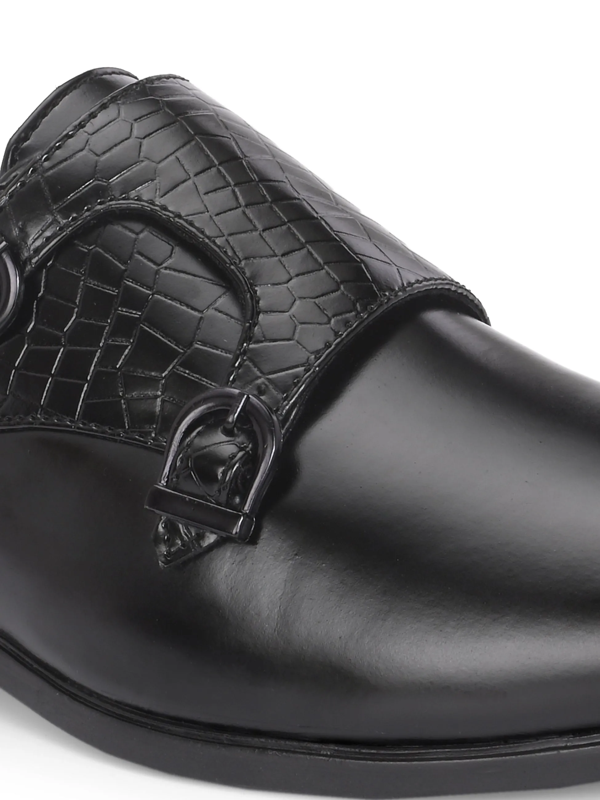 CARLO ROMANO BY WASAN BLACK COLOR VEGAN LEATHER MONK SHOES FOR MEN