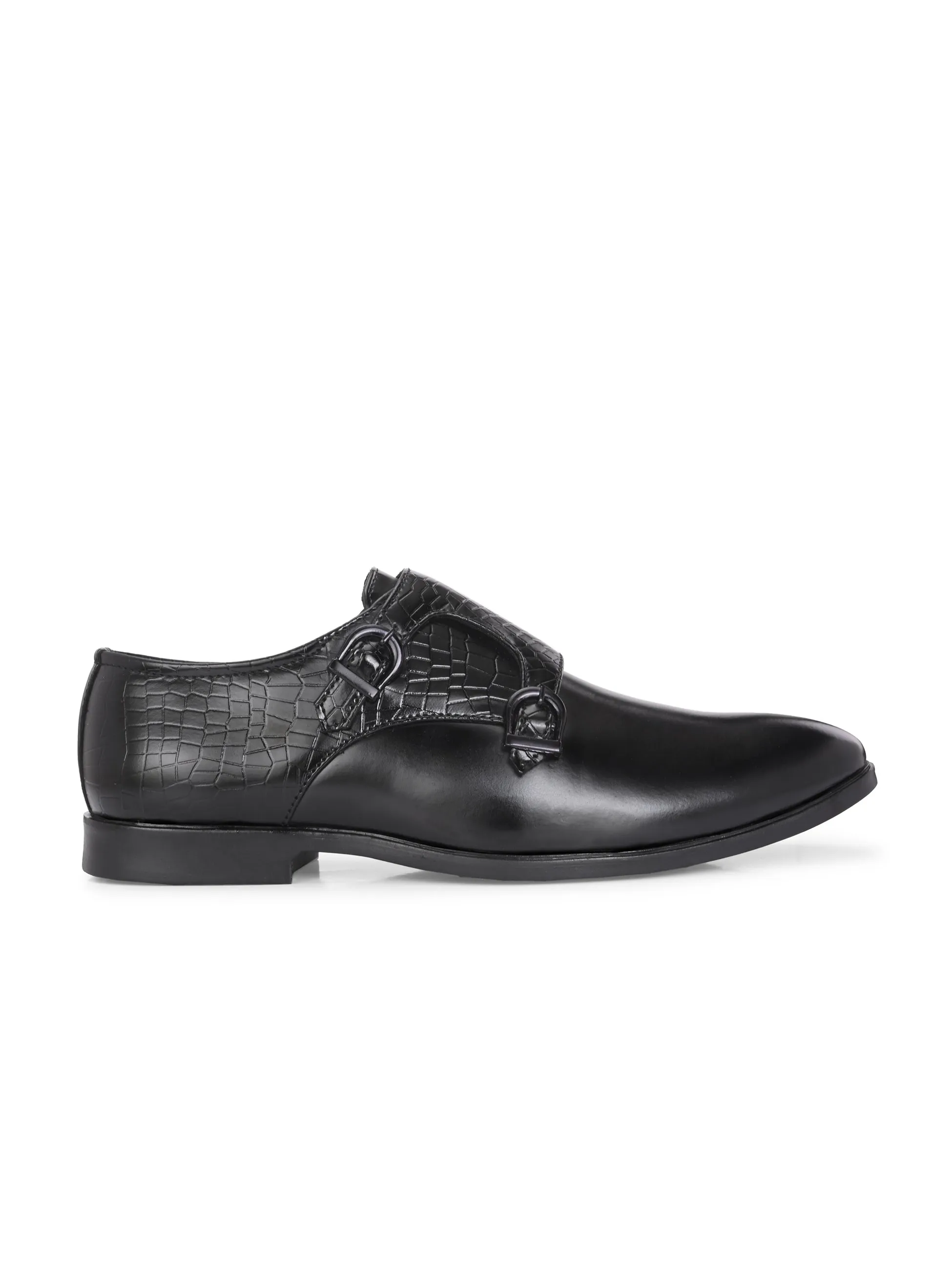 CARLO ROMANO BY WASAN BLACK COLOR VEGAN LEATHER MONK SHOES FOR MEN