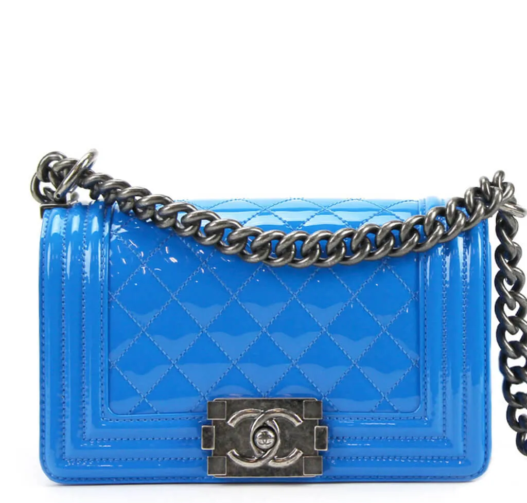 Chanel Boy Bag Electric Blue Patent Leather