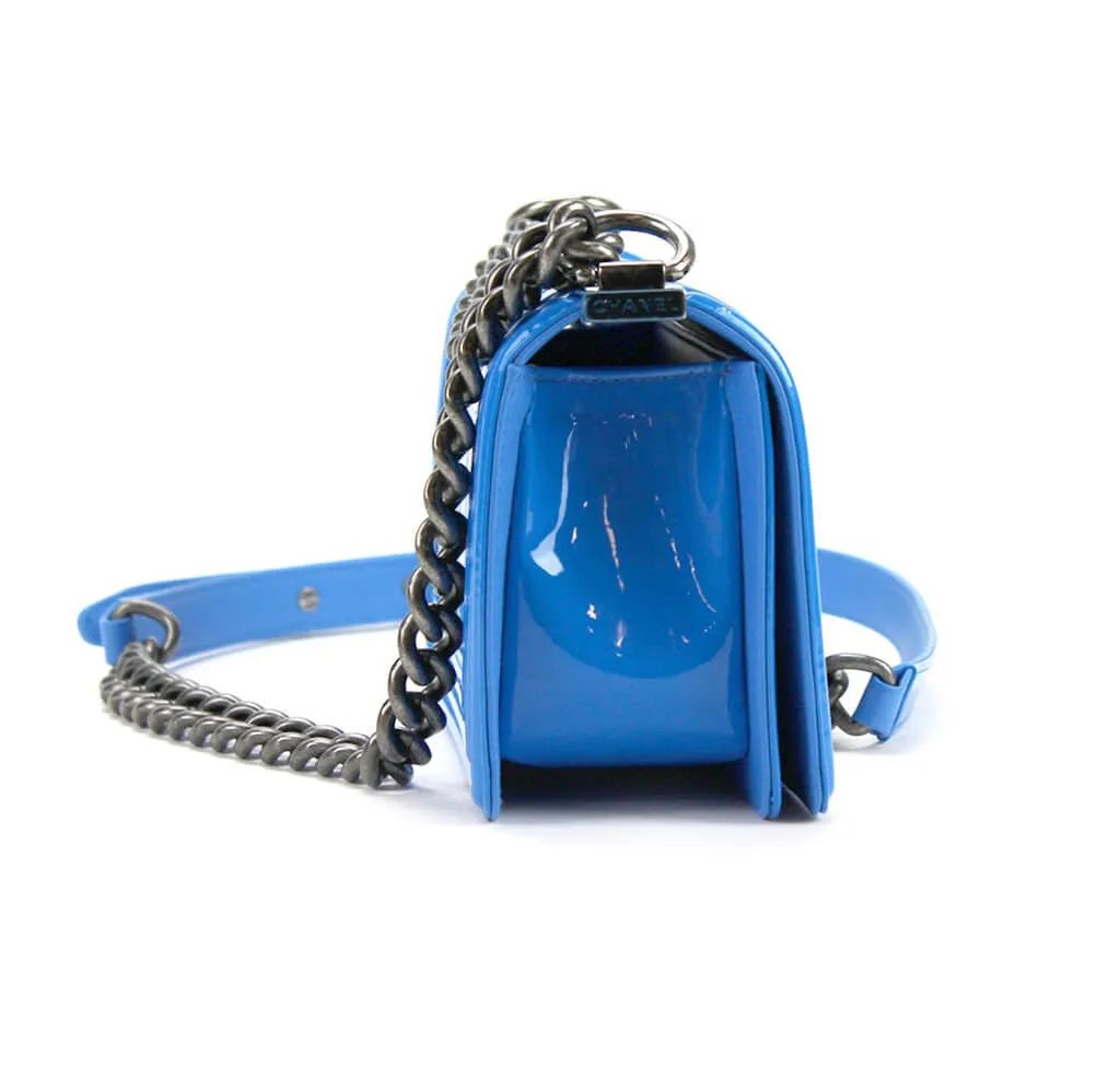 Chanel Boy Bag Electric Blue Patent Leather