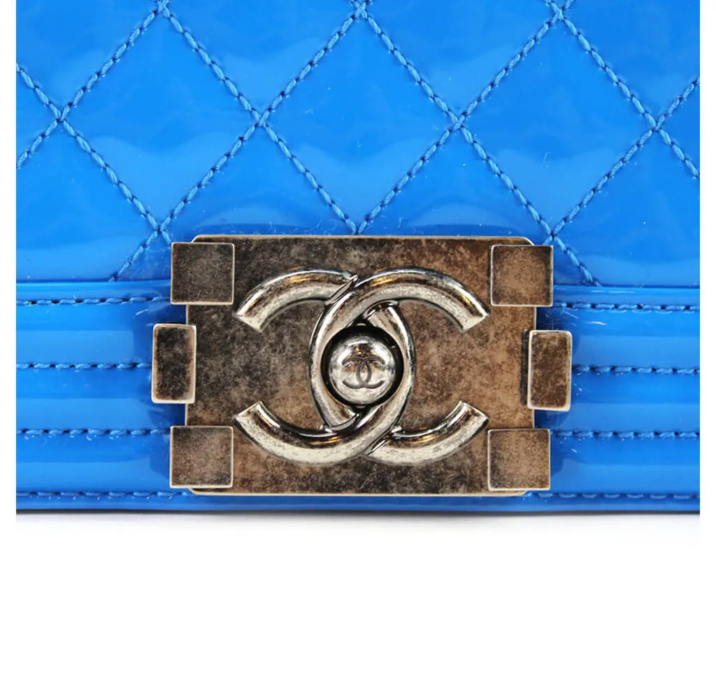 Chanel Boy Bag Electric Blue Patent Leather