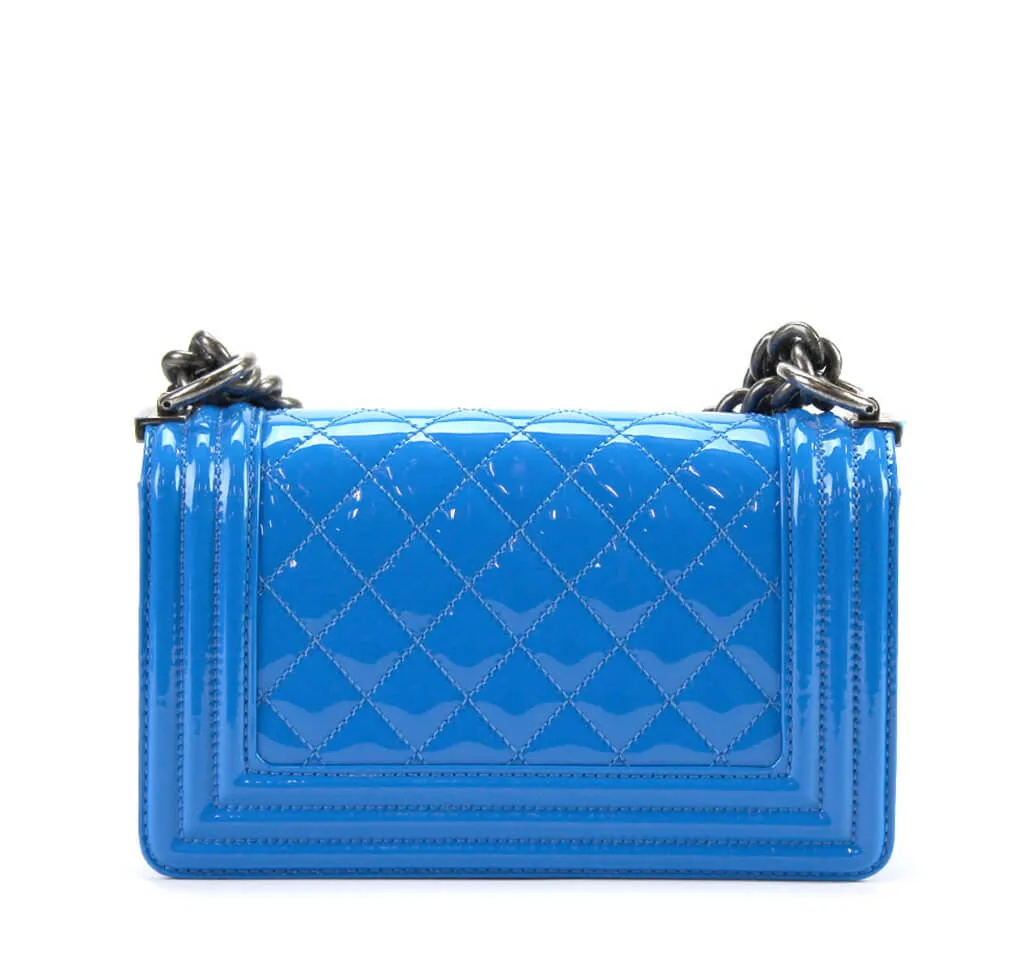 Chanel Boy Bag Electric Blue Patent Leather
