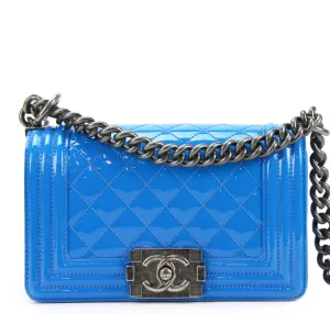 Chanel Boy Bag Electric Blue Patent Leather