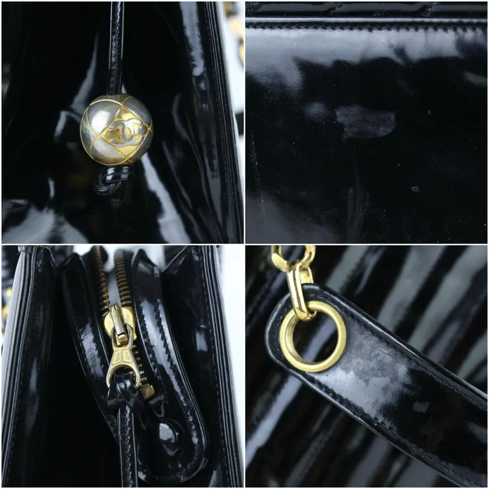 CHANEL Quilted Chevron 2way Tote Patent 221916