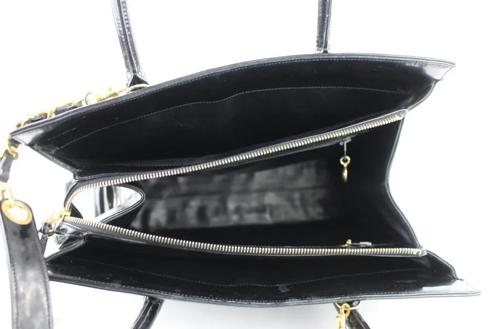 CHANEL Quilted Chevron 2way Tote Patent 221916