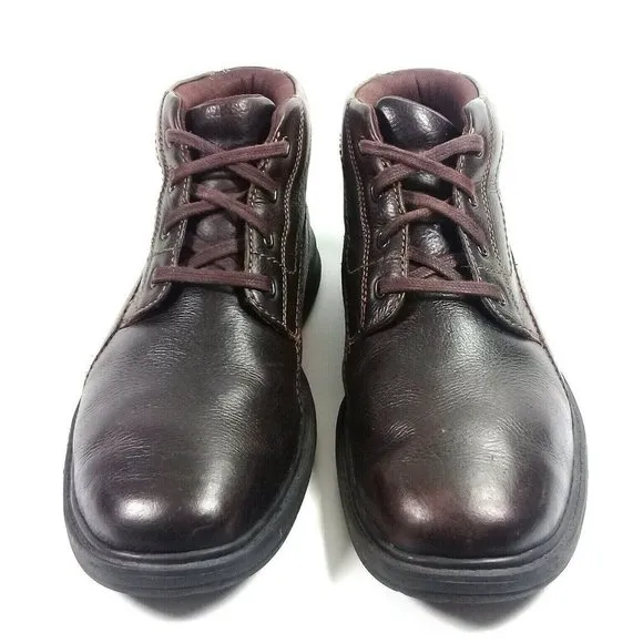 Clarks Men's Brawley Up Brown Comfort Leather Ankle Boots Thick Rubber Outsole