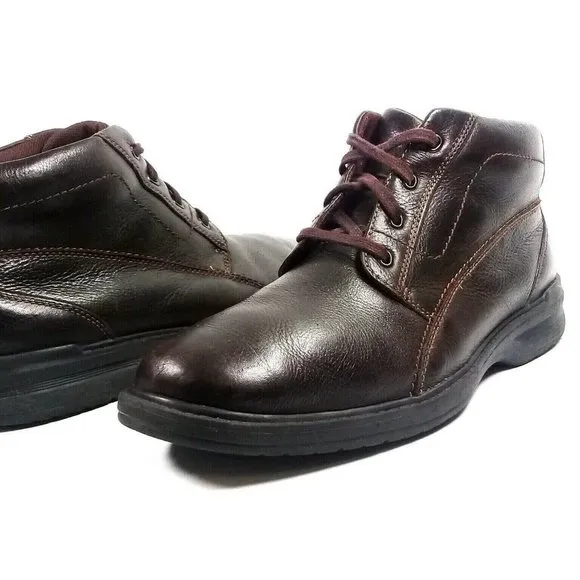 Clarks Men's Brawley Up Brown Comfort Leather Ankle Boots Thick Rubber Outsole