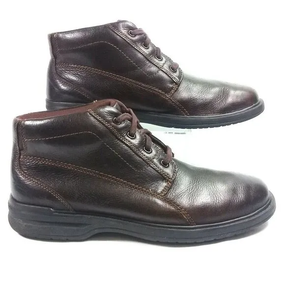 Clarks Men's Brawley Up Brown Comfort Leather Ankle Boots Thick Rubber Outsole