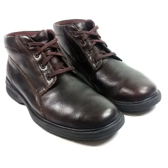 Clarks Men's Brawley Up Brown Comfort Leather Ankle Boots Thick Rubber Outsole