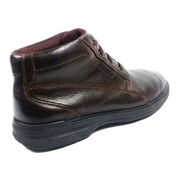 Clarks Men's Brawley Up Brown Comfort Leather Ankle Boots Thick Rubber Outsole