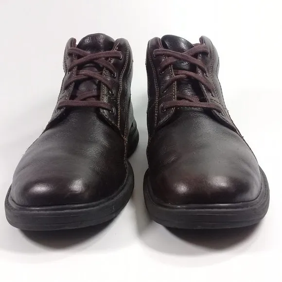 Clarks Men's Brawley Up Brown Comfort Leather Ankle Boots Thick Rubber Outsole