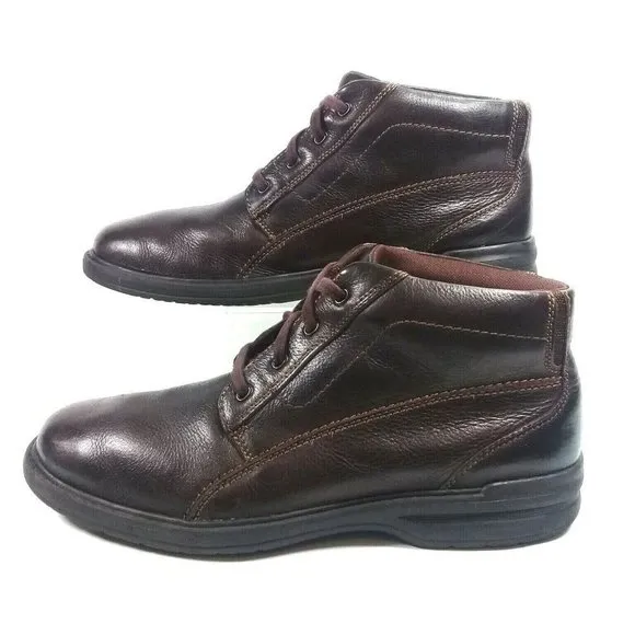 Clarks Men's Brawley Up Brown Comfort Leather Ankle Boots Thick Rubber Outsole