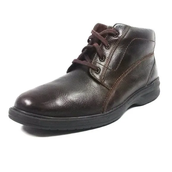 Clarks Men's Brawley Up Brown Comfort Leather Ankle Boots Thick Rubber Outsole