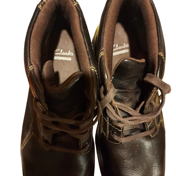 Clarks Men's Brawley Up Brown Comfort Leather Ankle Boots Thick Rubber Outsole