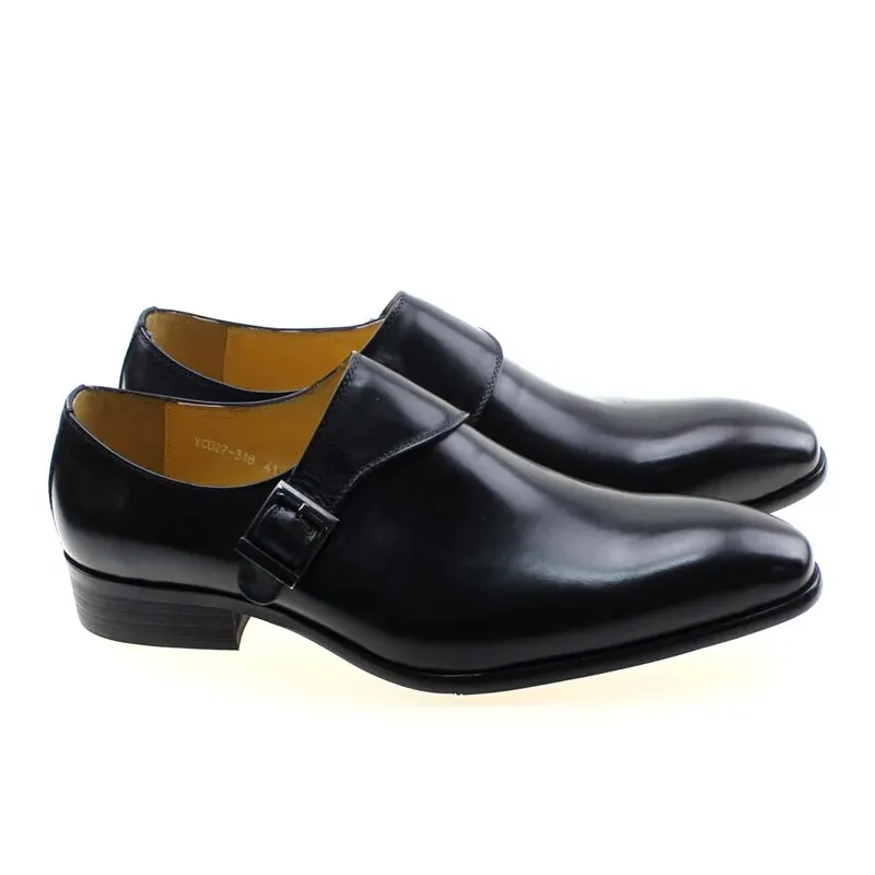Classic Genuine Leather Buckle Monk Strap Brogues Shoes