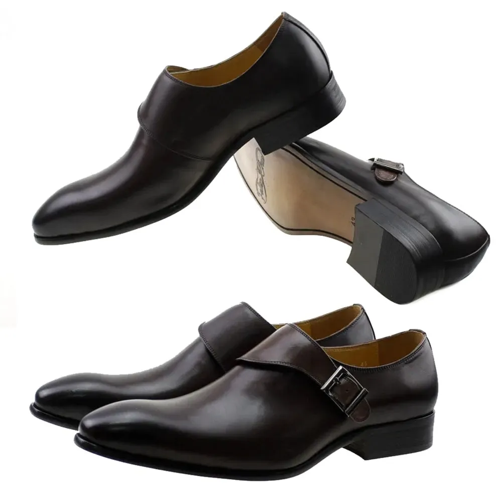 Classic Genuine Leather Buckle Monk Strap Brogues Shoes