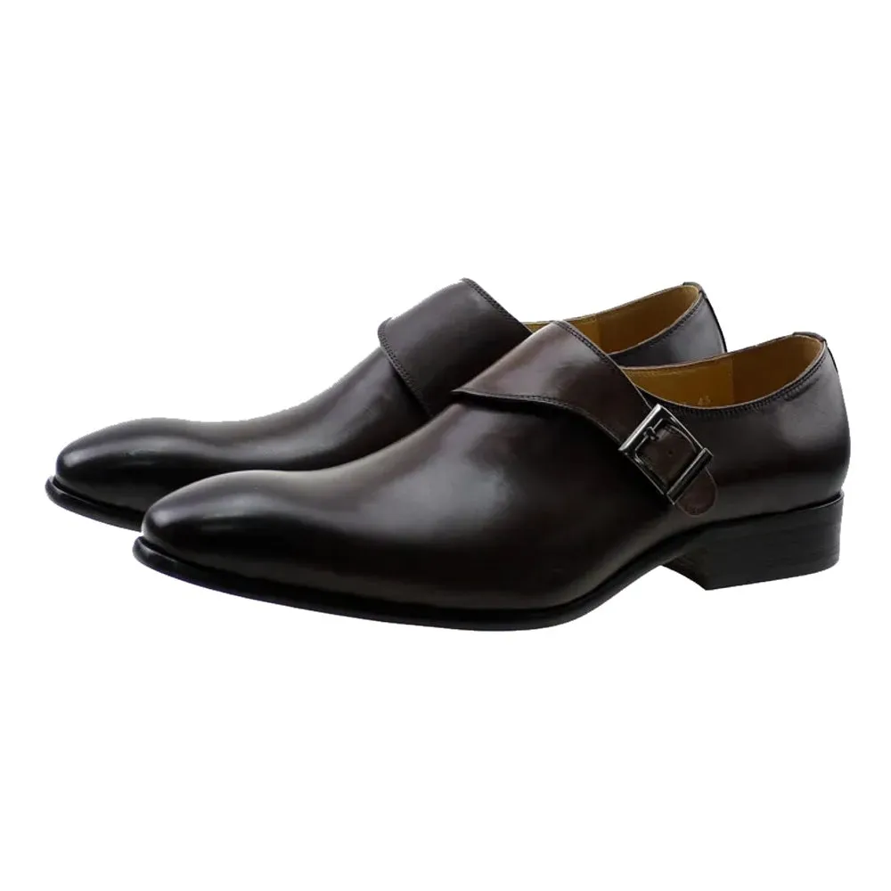 Classic Genuine Leather Buckle Monk Strap Brogues Shoes