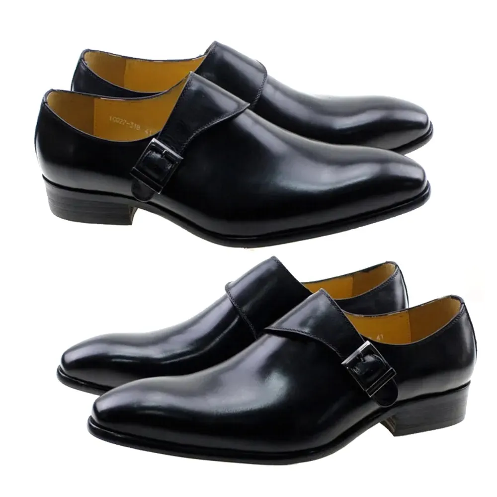 Classic Genuine Leather Buckle Monk Strap Brogues Shoes