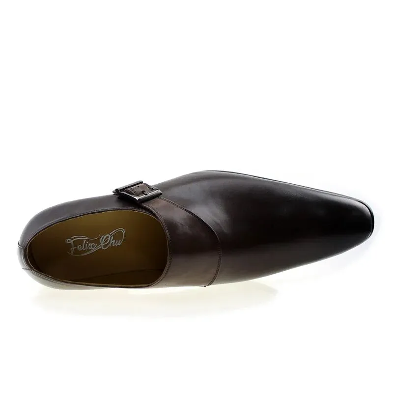 Classic Genuine Leather Buckle Monk Strap Brogues Shoes