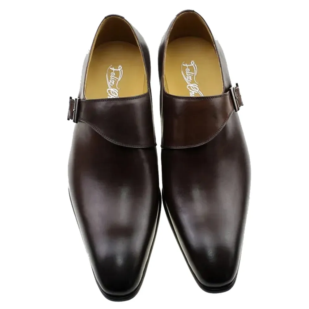 Classic Genuine Leather Buckle Monk Strap Brogues Shoes