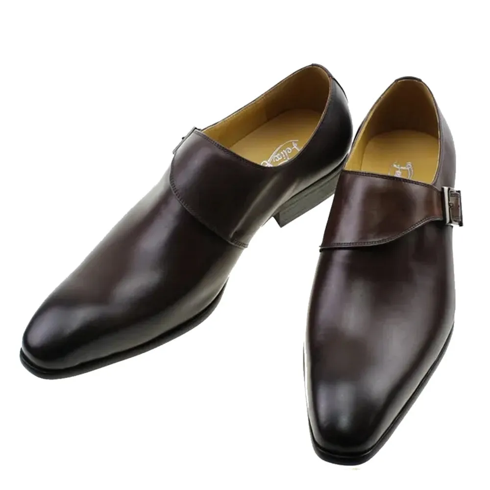 Classic Genuine Leather Buckle Monk Strap Brogues Shoes