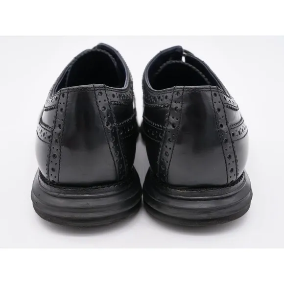 Cole Haan Dress Shoes Mens 10.5 Black Leather Lunarlon Longwing Wingtip Oxford