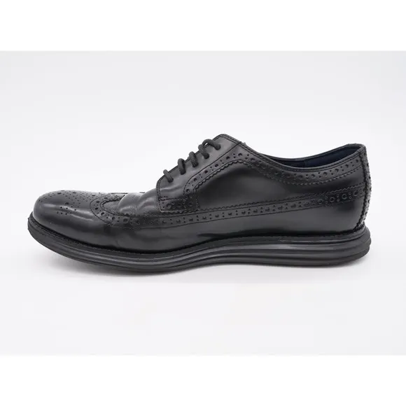 Cole Haan Dress Shoes Mens 10.5 Black Leather Lunarlon Longwing Wingtip Oxford