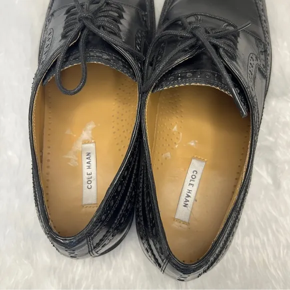 Cole Haan Lionel Long Wing Oxford Black Leather Mens size 8M Style : C13374