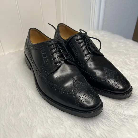 Cole Haan Lionel Long Wing Oxford Black Leather Mens size 8M Style : C13374
