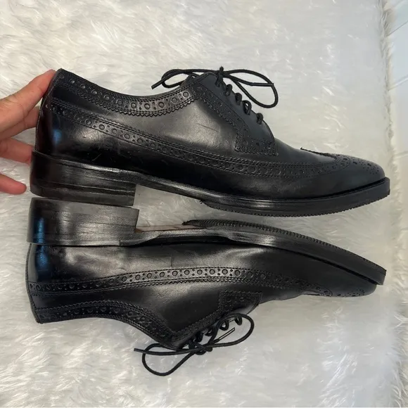 Cole Haan Lionel Long Wing Oxford Black Leather Mens size 8M Style : C13374