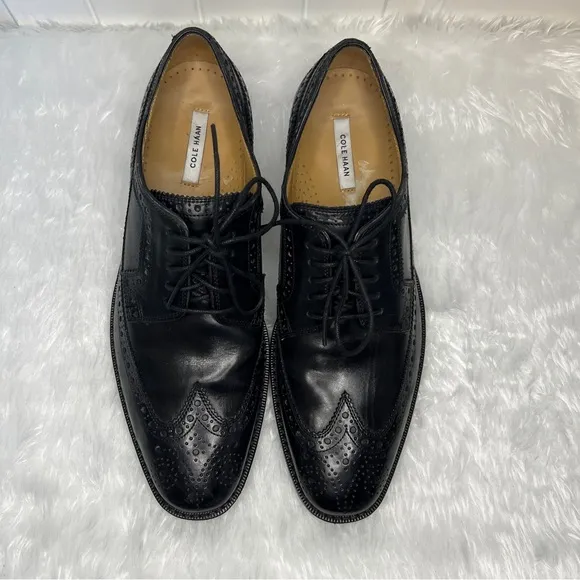 Cole Haan Lionel Long Wing Oxford Black Leather Mens size 8M Style : C13374