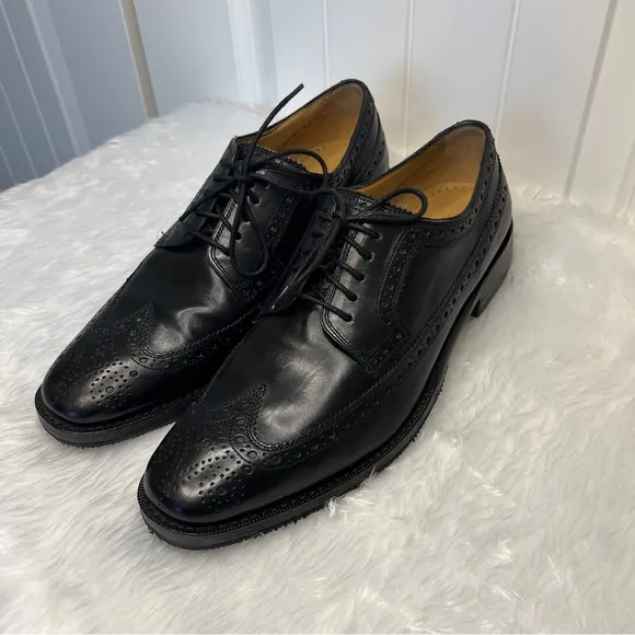 Cole Haan Lionel Long Wing Oxford Black Leather Mens size 8M Style : C13374