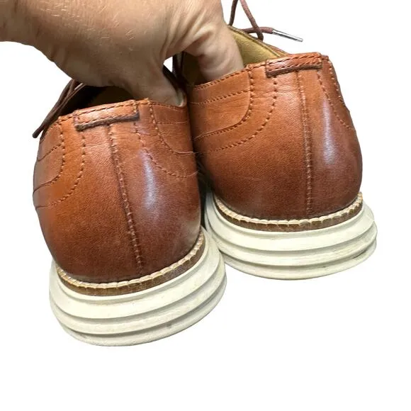 COLE HAAN Mens 10.5 Brown Leather Lace Up Original Grand Wingtip Oxford Shoes