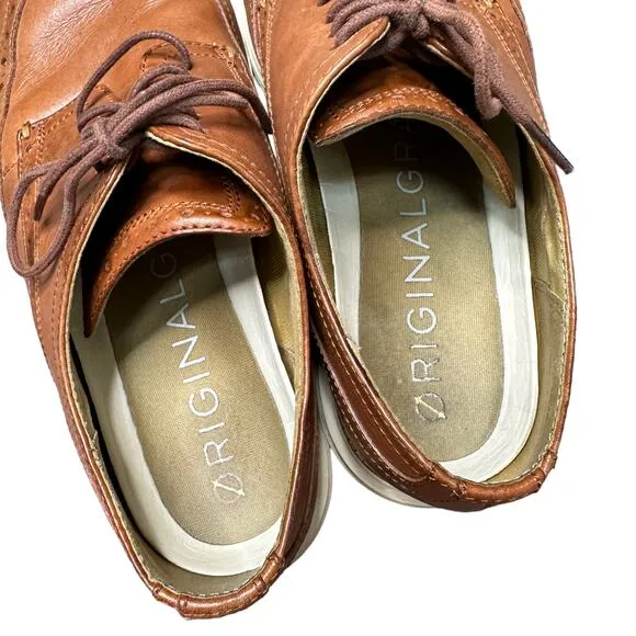 COLE HAAN Mens 10.5 Brown Leather Lace Up Original Grand Wingtip Oxford Shoes