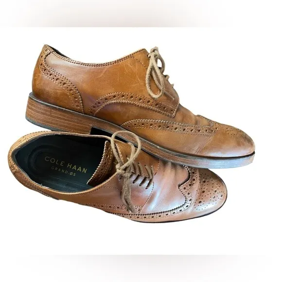 Cole Haan Modern Wingtip British Brown Leather Oxford Dress Shoes Men's Size 9