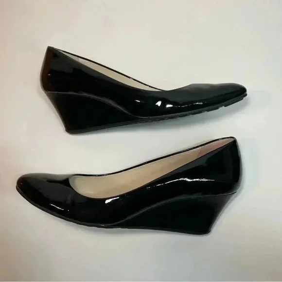 Cole Haan Women’s Tali Luxe Wedge Black Patent Leather Slip On Shoes Size 7B