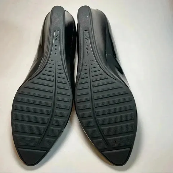 Cole Haan Women’s Tali Luxe Wedge Black Patent Leather Slip On Shoes Size 7B