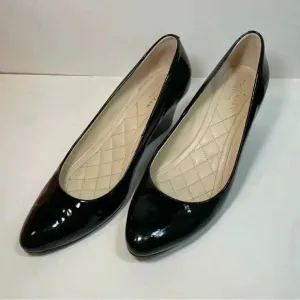Cole Haan Women’s Tali Luxe Wedge Black Patent Leather Slip On Shoes Size 7B