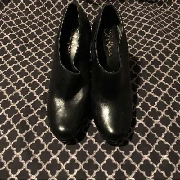 Cole Hann Womens NikeAir Shoe Booties Sz 8.5 Leather Black Ankle Brazil