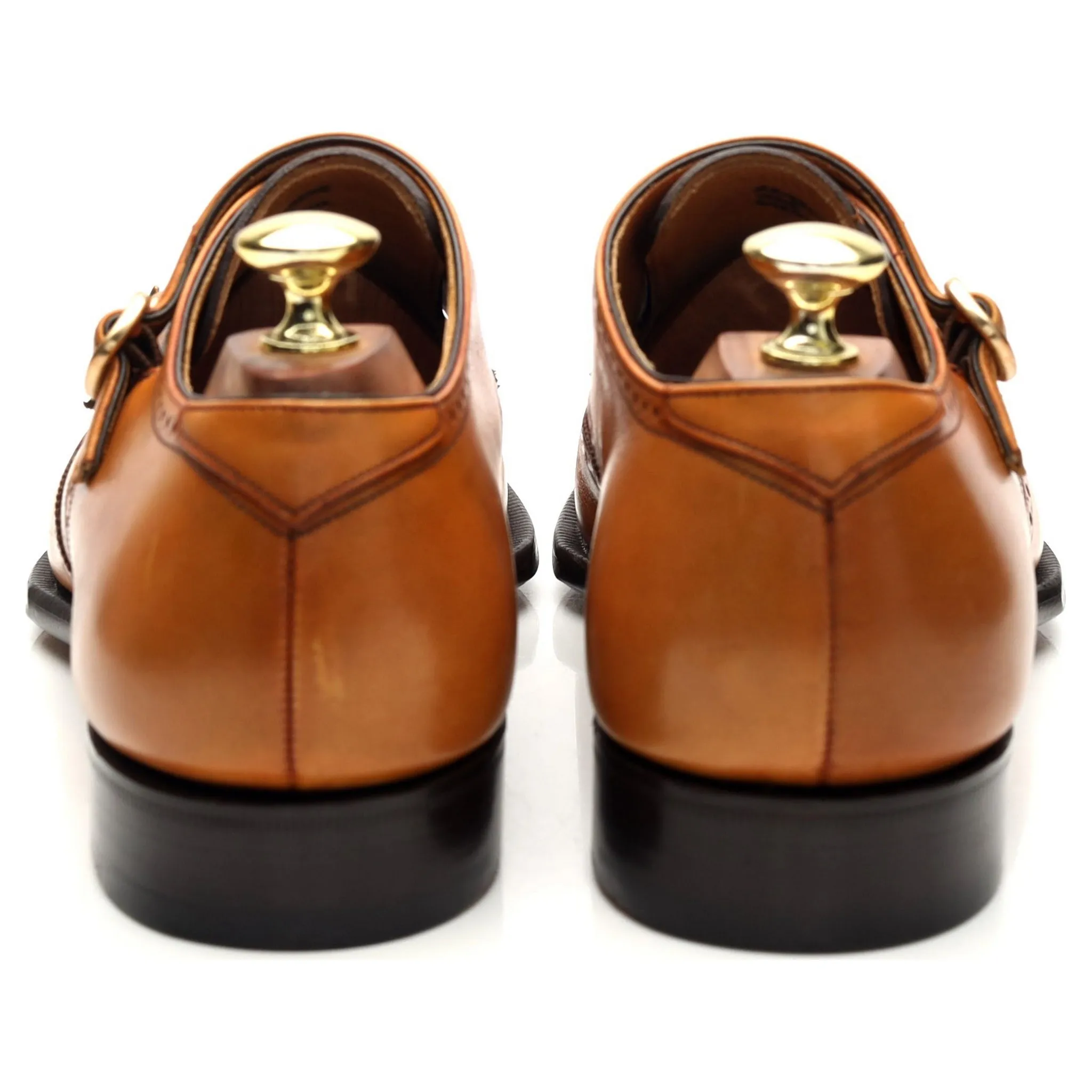 Crown Collection 'Wyatt' Tan Brown Leather Double Monk Strap UK 7.5 F