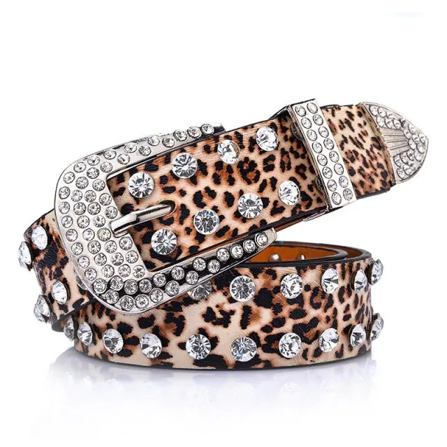 Crystalised Vegan Patent Western Belts