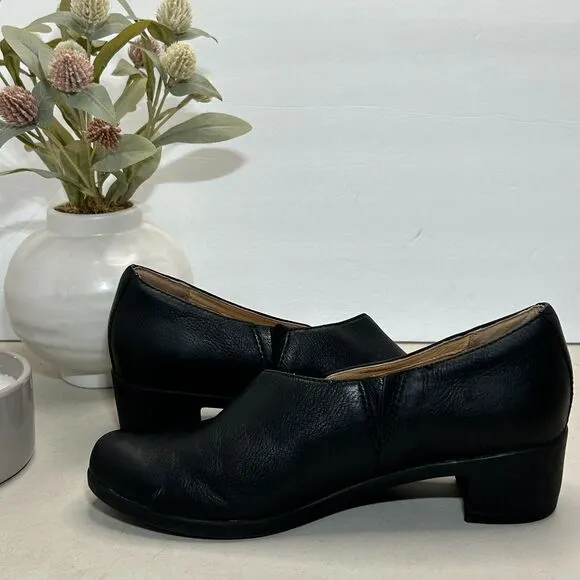 Dansko Camdyn Slip On Leather Chunky Heel Black Burnished Nubuck Women 38/7.5