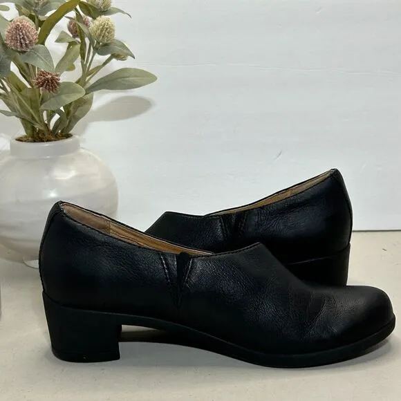 Dansko Camdyn Slip On Leather Chunky Heel Black Burnished Nubuck Women 38/7.5