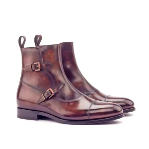 DapperFam Octavian in Brown Men's Hand-Painted Patina Buckle Boot