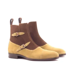 DapperFam Octavian in Camel / Med Brown Men's Lux Suede Buckle Boot