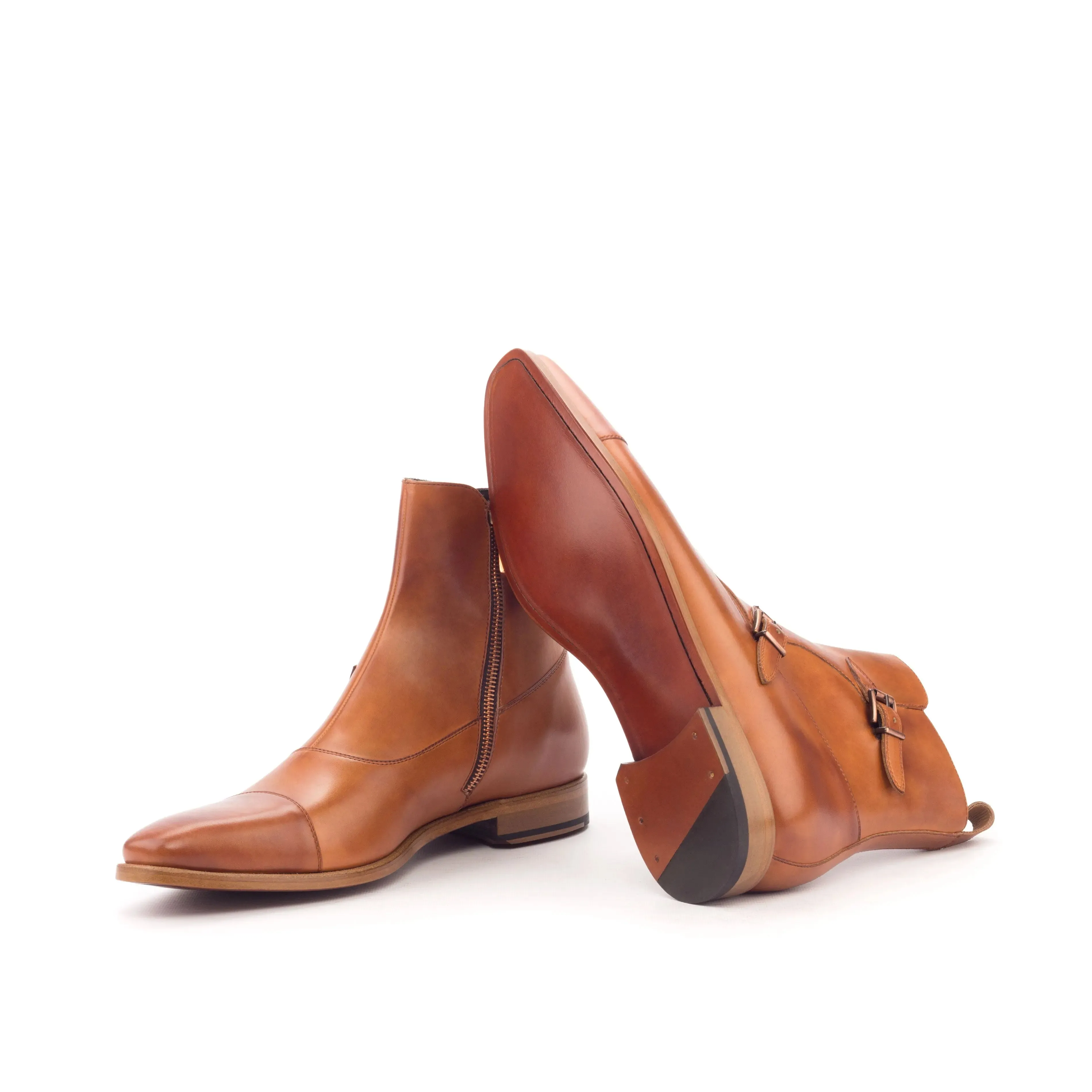 DapperFam Octavian in Cognac Men's Italian Leather Buckle Boot