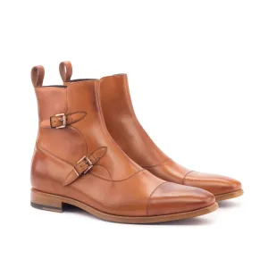 DapperFam Octavian in Cognac Men's Italian Leather Buckle Boot
