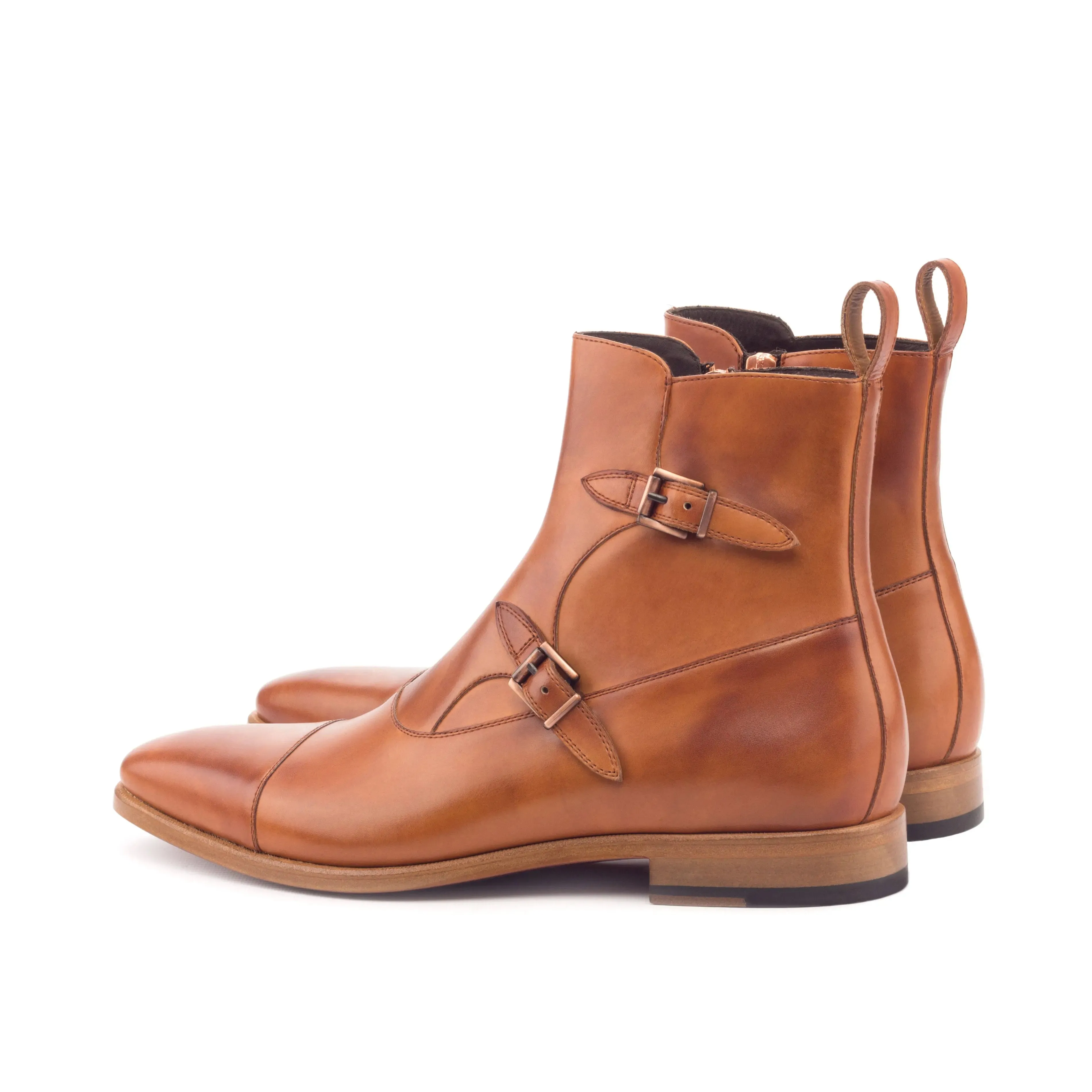 DapperFam Octavian in Cognac Men's Italian Leather Buckle Boot