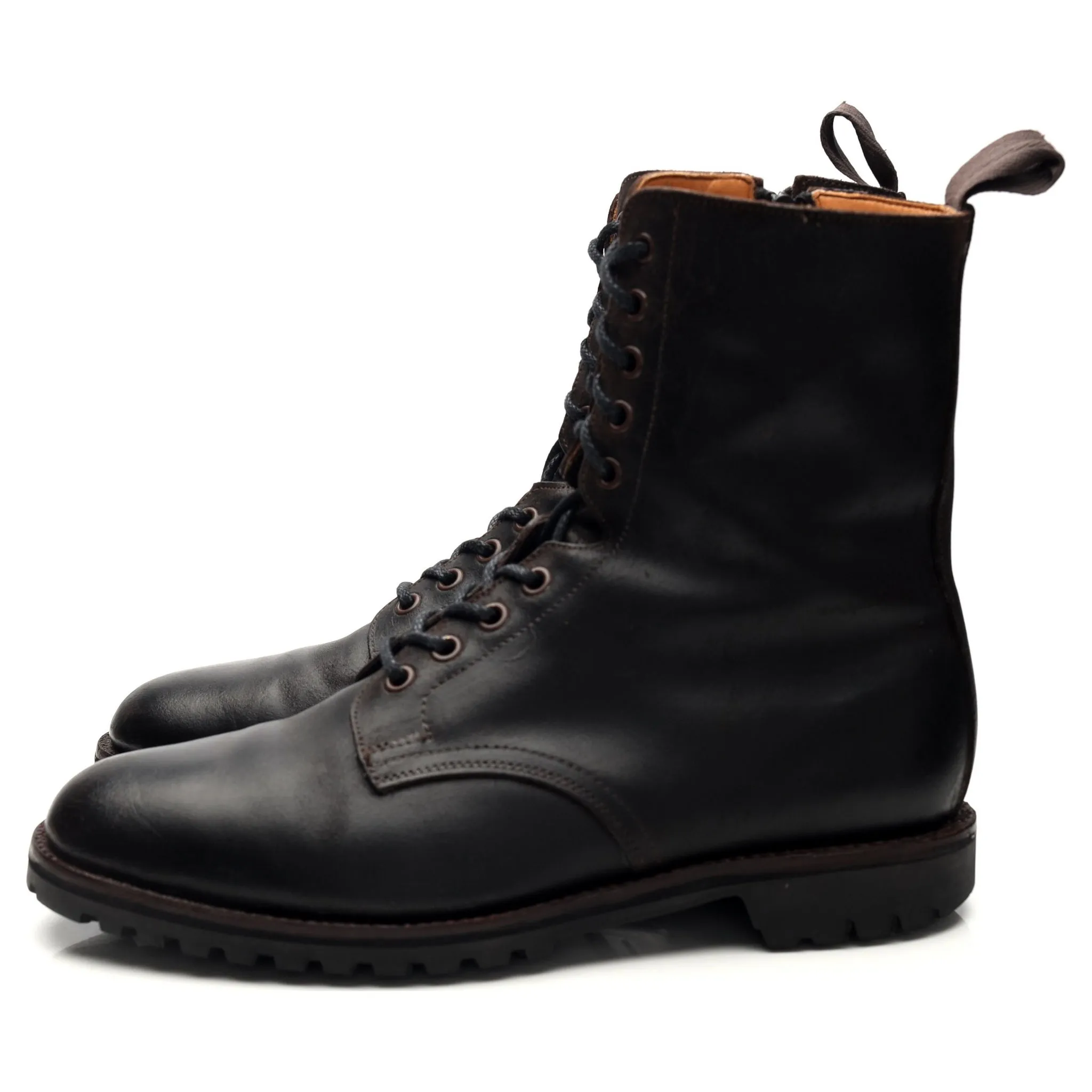 Dark Brown Waxed Leather Boots UK 7