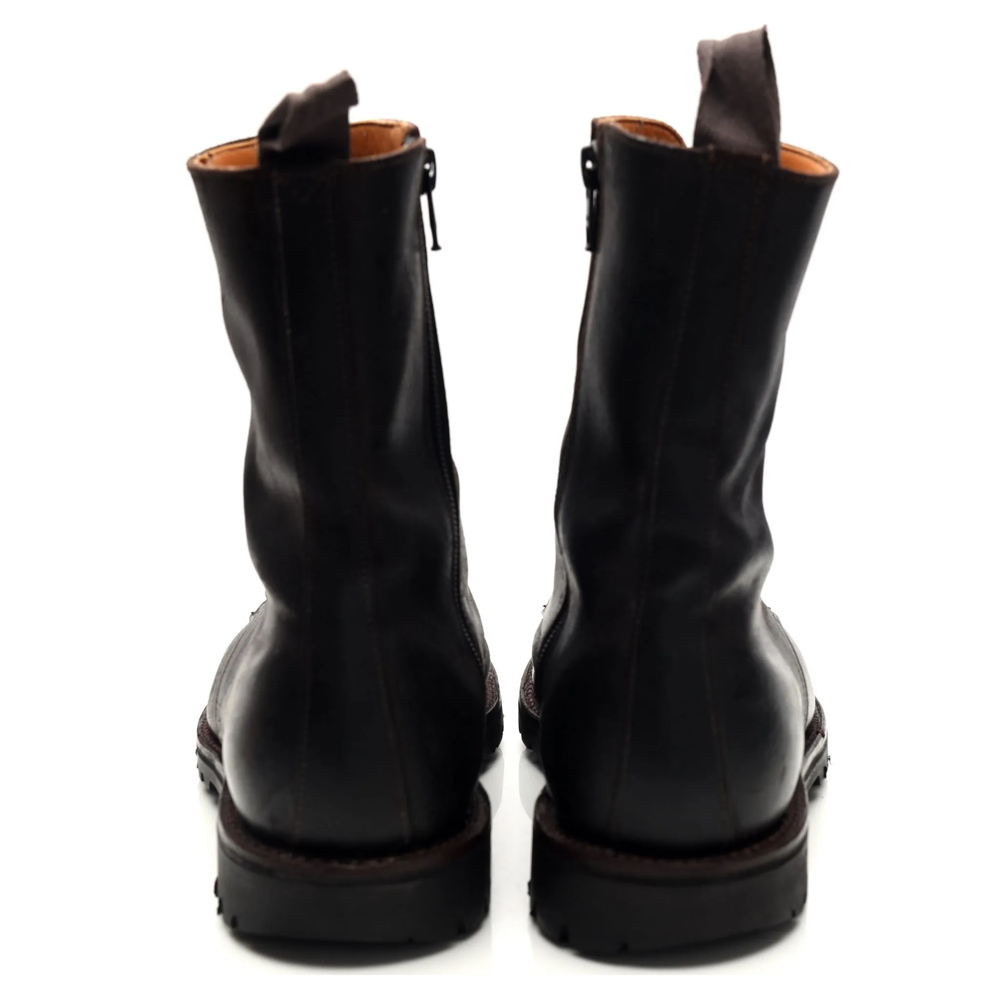 Dark Brown Waxed Leather Boots UK 7
